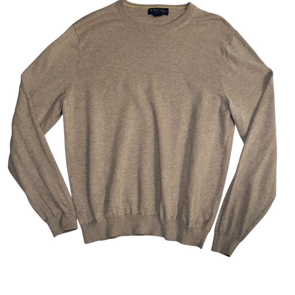 Brooks Brothers Beige Crewneck Sweater Men’s Size L 100% Supima Cotton